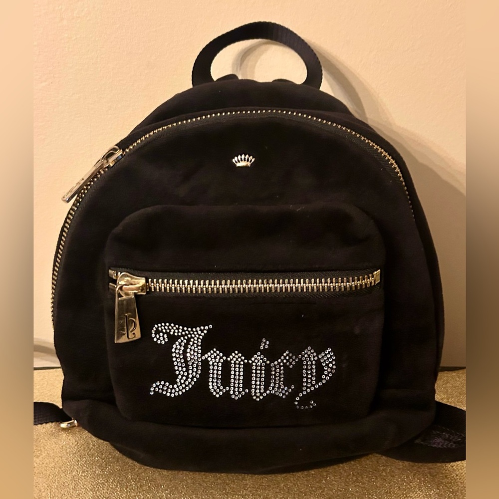 Juicy Couture Velvet  Backpack with Crystal Logo